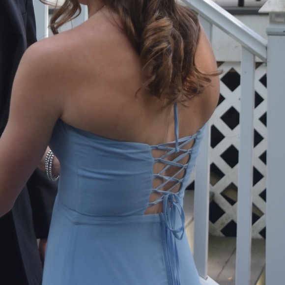 LIGHT BLUE PROM DRESS - Picture 8 of 9